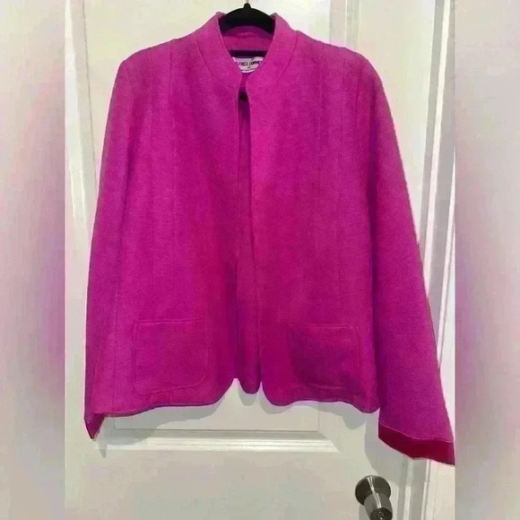 Size 14 Alfred Dunner Hot Pink Zip Up Blazer/Jacket - Picture 1 of 4